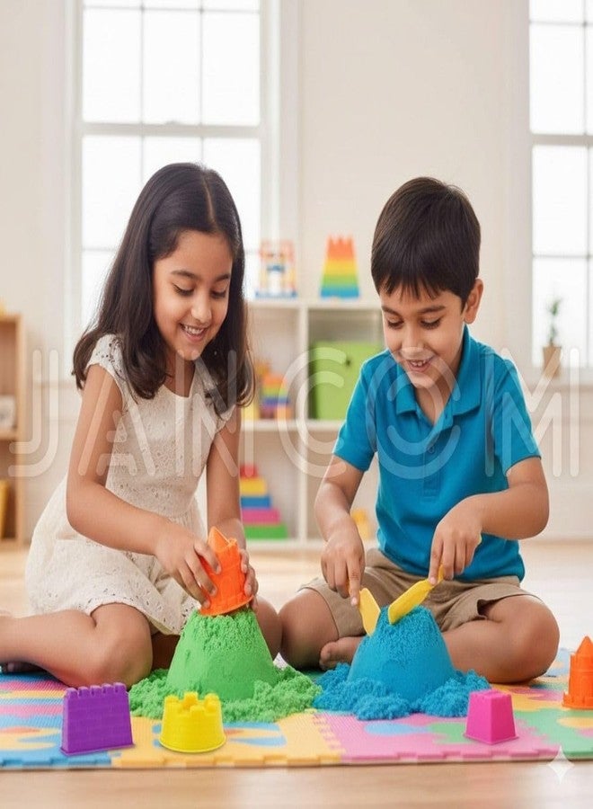 calldrishe 1 kg Sand Set for Kids Amazing Active Magic Gluten Free Clay Sand Dough Box with 10 Moulds | Reusable Sand Children's Slime Play Sand for Kids Sensory Therapy Sand - Image 5
